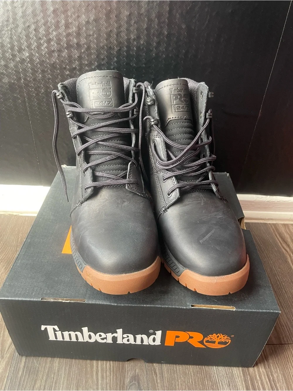 Timberland PRO Black Work Boot with Brown Lug Sole